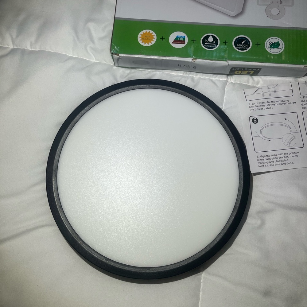 LED Ceiling Light Fixture - Black Frame